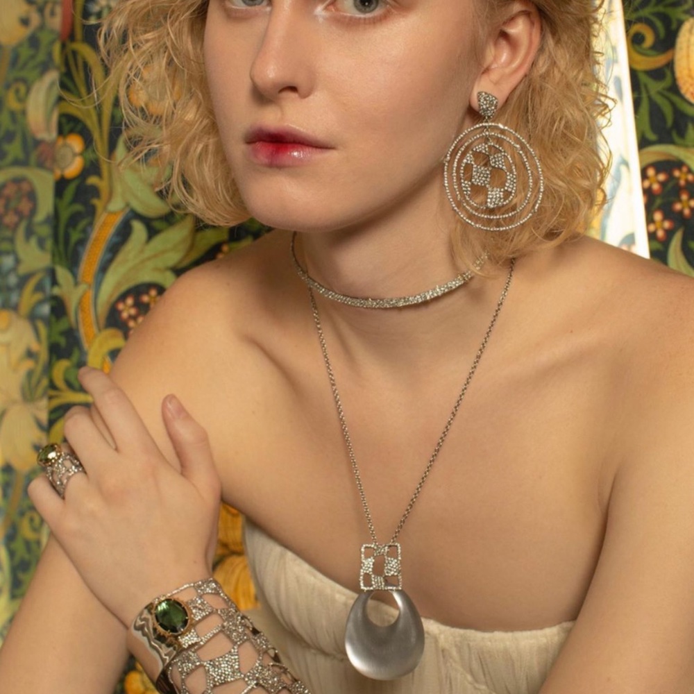 ALEXIS BITTAR Checkerboard Orbiting Hoop Earrings - Picture 2 of 4